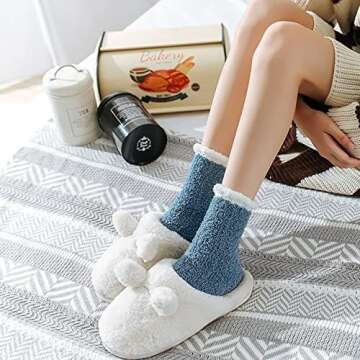 Loritta Fuzzy Socks for Women, Warm Soft Fluffy Socks Winter Cozy Cute Animal Slipper Socks Gifts,A1-solid Socks 01