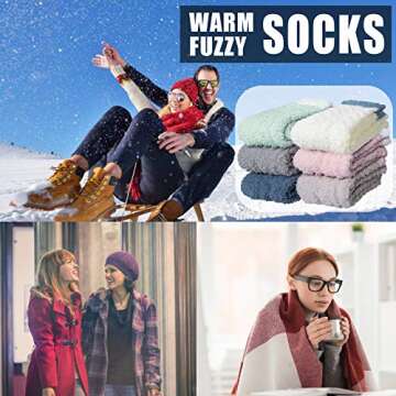 Loritta Fuzzy Socks for Women, Warm Soft Fluffy Socks Winter Cozy Cute Animal Slipper Socks Gifts,A1-solid Socks 01