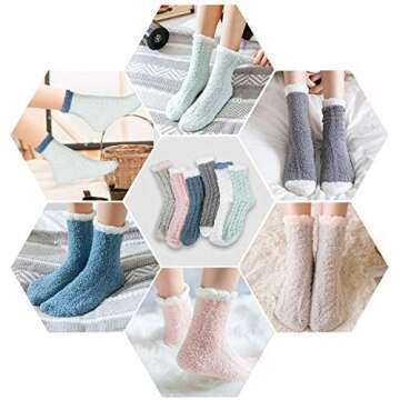 Loritta Fuzzy Socks for Women, Warm Soft Fluffy Socks Winter Cozy Cute Animal Slipper Socks Gifts,A1-solid Socks 01