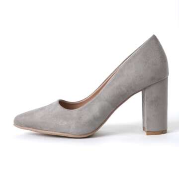 J. Adams Jolie Heels for Women - Closed Pointed Toe Mid Block Heel Classic Pumps