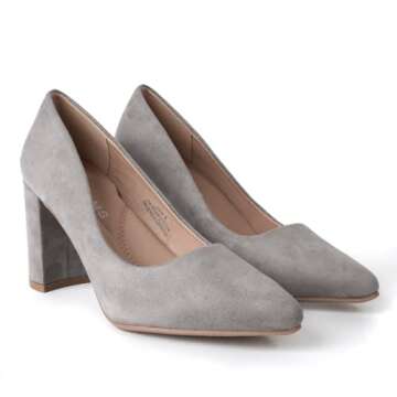 J. Adams Jolie Heels for Women - Closed Pointed Toe Mid Block Heel Classic Pumps