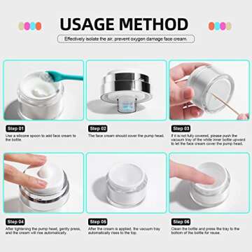 JPNK Airless Pump Bottles Empty Cosmetic Container with Silicone Spatula Set for Creams Gels Lotion Toiletry (Silver)