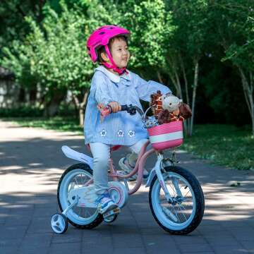 Princess Kids Bicycle with Basket & Training Wheels