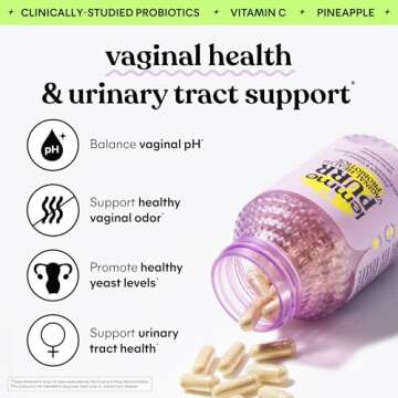 Lemme Purr Vaginal Probiotics for Women - Promotes pH Balance, Healthy Vaginal Odor & Urinary Tract Health w/Lactobacillus Blend, Clinically Tested Strains, Pineapple & Vitamin C - 60 Veggie Capsules