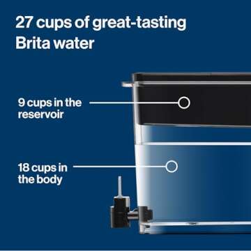 Brita UltraMax Large Water Dispenser with Elite Filter, BPA-Free, Reduces 99% of Lead, Lasts Six Months or 120 Gallons, Includes 1 Filter, Kitchen Accessories, Large - 27-Cup