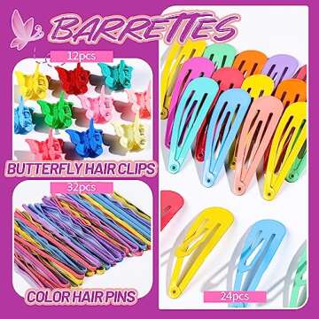 Colorful Hair Ties & Clips Set for Girls - Teenitor