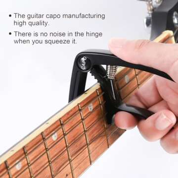 Guitar Capo, Capo, Capo for acoustic guitar 6 string, Acoustic guitar capo, Capo for electric guitar, Capo for guitar, Kapo, Classical guitar capo, Electric guitar capo, Guitar capos(Black)