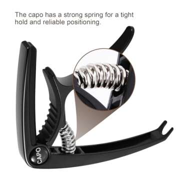 Guitar Capo, Capo, Capo for acoustic guitar 6 string, Acoustic guitar capo, Capo for electric guitar, Capo for guitar, Kapo, Classical guitar capo, Electric guitar capo, Guitar capos(Black)