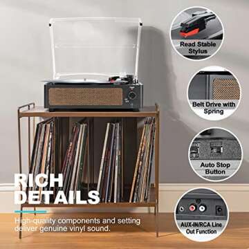 Vinyl Record Player with Wireless Speakers 3-Speed