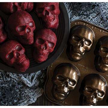 Nordic Ware Halloween Bakeware, Haunted Skull Cakelet Pan, Bronze