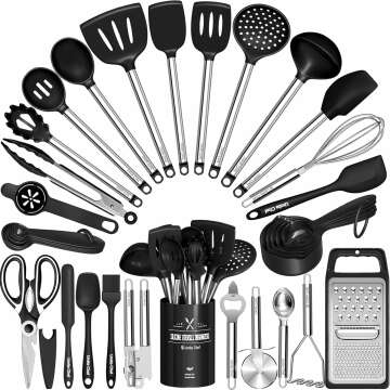 Umite Chef 34-Piece Silicone Cooking Utensils Set - Nonstick Cookware Tools