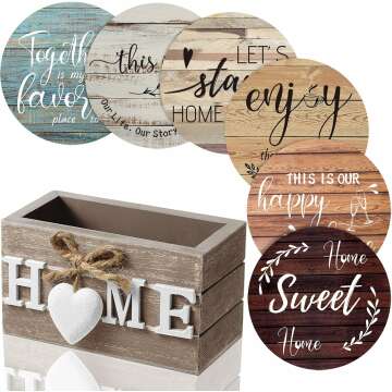 Queekay Wooden Heart Coasters Set - Rustic Home Decor