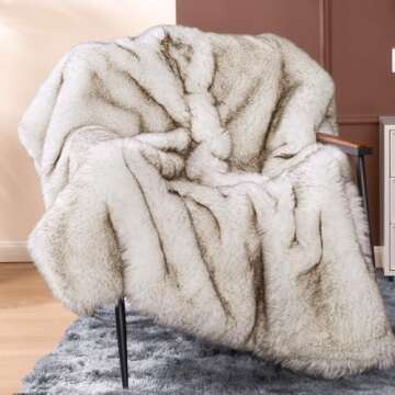 Touchat 1000GSM Faux Fur Throw Blanket, Super Thick Warm Cozy Heavy Blankets for Couch Bed Sofa, Plush Fuzzy Elegant Winter Reversible Mink Blanket for Living Room Bedroom 50''x60'', WhiteBrown