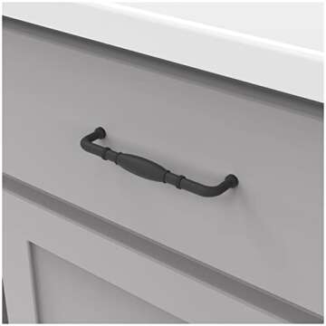 Hickory Hardware 1 Pack Solid Core Kitchen Cabinet Pulls, Luxury Cabinet Handles, Hardware for Doors & Dresser Drawers, 5-1/16 Inch (128mm) Hole Center, Polished Brass, Williamsburg Collection