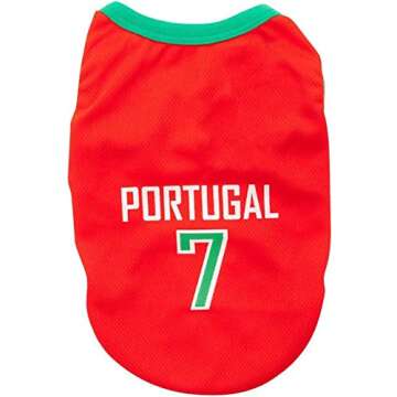 2022 World Cup Shirt for Dog, Soccer Jersey Pet Costume, Dog Jerseys for Small Medium Large Dogs, Football Shirt for Pets Portugal 6X-Large