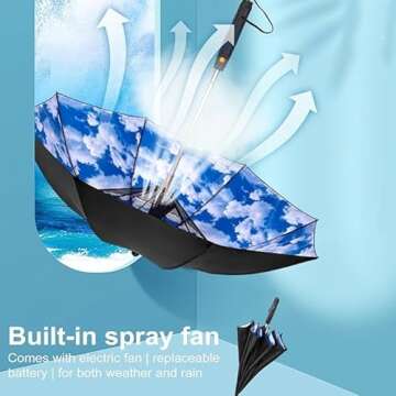 3-in-1 Umbrella with Fan & Mist Spray – UV Sun Protection