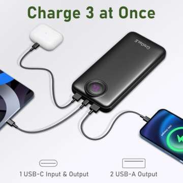 GrnOas.E 10000 mAh Portable Charger - Fast Charging Power Bank