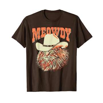 Meowdy! Funny Country Music Cat Cowboy Hat Vintage T-Shirt