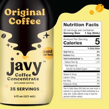 Javy Coffee Concentrate - Cold Brew Coffee, Perfect for Instant Iced Coffee, Cold Brewed Coffee and Hot Coffee, 35 Servings - Original