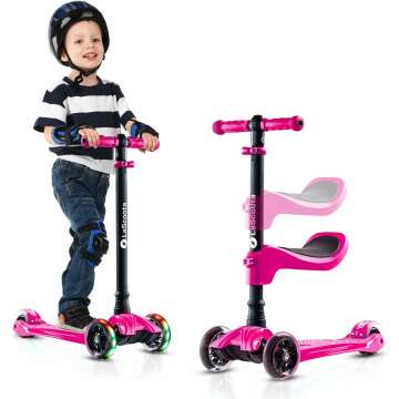 LaScoota 2-in-1 Kids Kick Scooter with LED Wheels