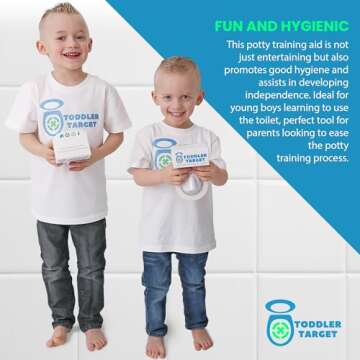 Toddler Target Adjustable Potty Toilet Target with Motion Sensor, Bullseye Illumination, and Nightlight, Precision Training - Ideal for Boys' Potty Training (2 Packs)