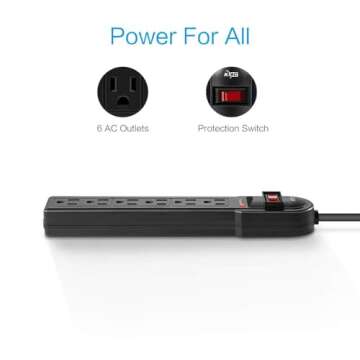 KMC Power Strip Surge Protector with Overload Protection