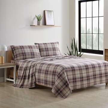 Eddie Bauer - Full Sheet Set, Warm Breathable Cotton Flannel Bedding with Deep Pockets, Brushed for Extra Softness, Cozy Home Decor, Oeko-Tex Certified (Montlake Plaid, Full)