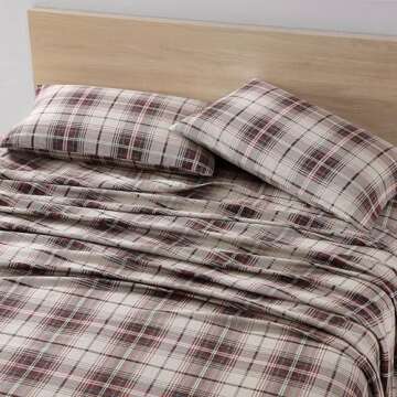 Eddie Bauer - Full Sheet Set, Warm Breathable Cotton Flannel Bedding with Deep Pockets, Brushed for Extra Softness, Cozy Home Decor, Oeko-Tex Certified (Montlake Plaid, Full)