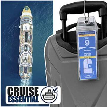 Royal Caribbean Cruise Luggage Tag Holder by Cruise On [4 Pack] Fits All Carnival & Royal Caribbean Ships & Tags, Cruise Ship Essentials 2024 & 2025 - Clear Luggage Tags for Cruise Ships