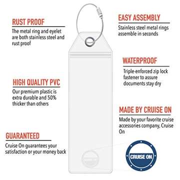 Royal Caribbean Cruise Luggage Tag Holder by Cruise On [4 Pack] Fits All Carnival & Royal Caribbean Ships & Tags, Cruise Ship Essentials 2024 & 2025 - Clear Luggage Tags for Cruise Ships