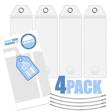 Royal Caribbean Cruise Luggage Tag Holder by Cruise On [4 Pack] Fits All Carnival & Royal Caribbean Ships & Tags, Cruise Ship Essentials 2024 & 2025 - Clear Luggage Tags for Cruise Ships