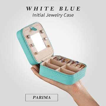 Parima Bridal Shower Gifts for Women, Bridesmaid Gifts for Women | Bridesmaid Proposal Gifts Unique Gifts | Wedding Travel Essentials Small Jewelry Box | Travel Jewelry Case - Letter S, Aqua Blue