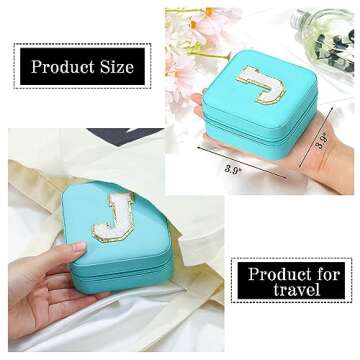 Parima Bridal Shower Gifts for Women, Bridesmaid Gifts for Women | Bridesmaid Proposal Gifts Unique Gifts | Wedding Travel Essentials Small Jewelry Box | Travel Jewelry Case - Letter S, Aqua Blue