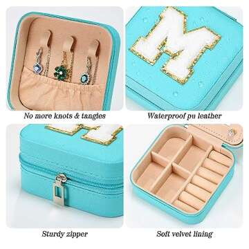 Parima Bridal Shower Gifts for Women, Bridesmaid Gifts for Women | Bridesmaid Proposal Gifts Unique Gifts | Wedding Travel Essentials Small Jewelry Box | Travel Jewelry Case - Letter S, Aqua Blue