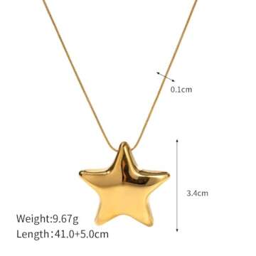 Minimalist Star Choker Necklace for Women Dainty Stainless Steel 18k Golden Plated Star Charm Pendant Trendy Adjustable Chain Necklaces Fashion Jewelry Christmas Birthday Gifts for Her Bff 17" (gold plated)