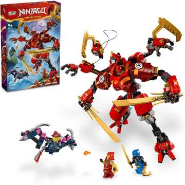 LEGO NINJAGO Kai’s Ninja Climber Mech Adventure Toy Set, Buildable Figure with 4 Ninja Action Figures for Independent Play, Ninja Gift for Kids, Boys and Girls Ages 9 Years Old and Up, 71812