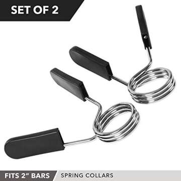 Spring Clips by D1F, Set of 2 - for 2” Olympic Barbell Weight and Plates - Spring Lock Collars for Weightlifting, Strength Training, Working Out - Firm Grip, Plate Weight Clamps for Gym Bars