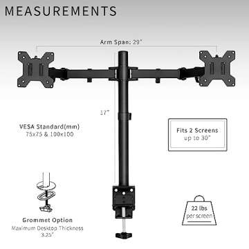 VIVO Dual Monitor Desk Mount - Ergonomic & Adjustable