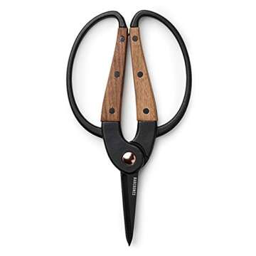 Barebones Garden Scissors - Walnut Plant Scissors - Garden Supplies and Indoor Plant Accessories - Plant Shears with Wide Handles - Comfortable Fit Trimming Shears (Small)