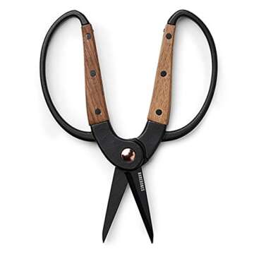 Barebones Garden Scissors - Walnut Plant Scissors - Garden Supplies and Indoor Plant Accessories - Plant Shears with Wide Handles - Comfortable Fit Trimming Shears (Small)