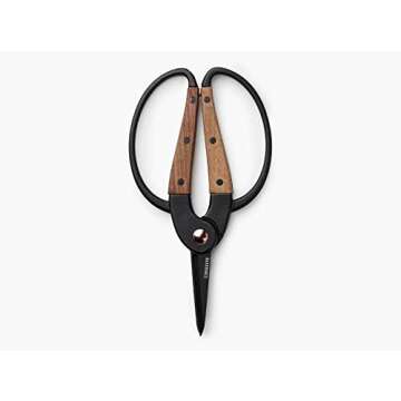 Barebones Garden Scissors - Walnut Plant Scissors - Garden Supplies and Indoor Plant Accessories - Plant Shears with Wide Handles - Comfortable Fit Trimming Shears (Small)