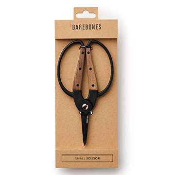 Barebones Garden Scissors - Walnut Plant Scissors - Garden Supplies and Indoor Plant Accessories - Plant Shears with Wide Handles - Comfortable Fit Trimming Shears (Small)