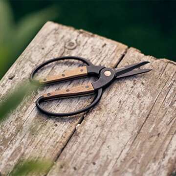 Barebones Garden Scissors - Walnut Plant Scissors - Garden Supplies and Indoor Plant Accessories - Plant Shears with Wide Handles - Comfortable Fit Trimming Shears (Small)