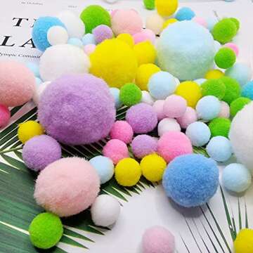 150pcs Assorted Sizes & Colors Craft Pom Poms Balls for Hobby Supplies and DIY Creative Crafts Party Decorations (08)