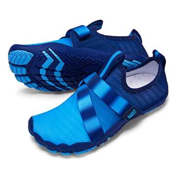 Racqua Boys Water Shoes Kids Beach Swim Barefoot Aqua Shoes Lightweight Quick Dry Pool Walking Shoes Canoeing Kayaking Sport Shoes Big Kid Blue 6