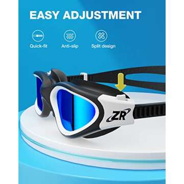 ZIONOR Kids Swim Goggles, G1MINI Polarized Swimming Goggles Comfort for Age 6-14, UV Protection Anti-Fog Adjustable Strap Fit for Child Boys Girls (Blue Lens)