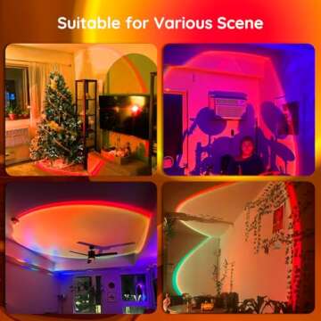 Neroupe Sunset Lamp Projector with APP Control Multicolor Changing Led Lights for Room, 360 Degree Rotation Sunlight Lamp Set Mood Lighting Bedroom Decor Christmas Gifts Photography for Women