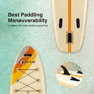 PORTAL SUP Inflatable Paddle Board for Adults, 10'6'' /11'6'' Stand Up Paddleboards, Non-Slip Deck Blow up Paddle Boards with Adjustable Paddle, Carry Bag, Emergency Repair Kit