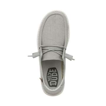 Hey Dude Women's Wendy Chambray Light Grey Size 7 | Women's Shoes | Women's Slip On Shoes | Comfortable & Light-Weight