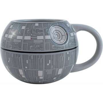 Silver Buffalo Sculpted Ceramic Mug, One Size (Pack of 1), Death Star